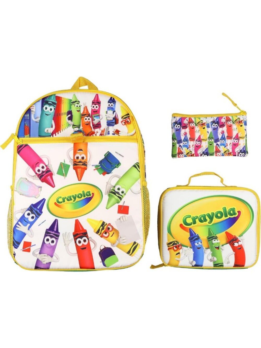 Colorful Crayon Crew Backpack Set | 3-Piece with Lunch Box & Pencil Case